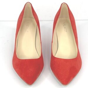 Nine West Nissa Red Faux Suede Pointed Toe Block Heel Pumps WNISSA2 Size 9M